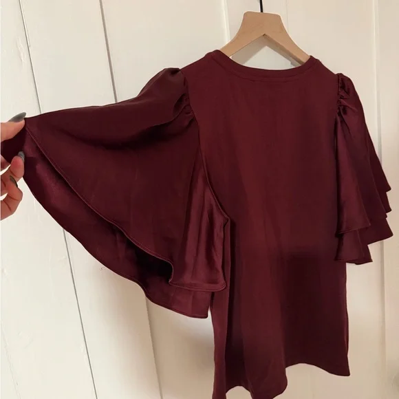 English Factory Deep Red Puff Sleeve Blouse NWOT - Picture 3 of 4